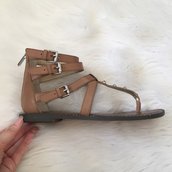 Sam Edelman Nude Studded Buckle Sandals - Picture 4 of 6